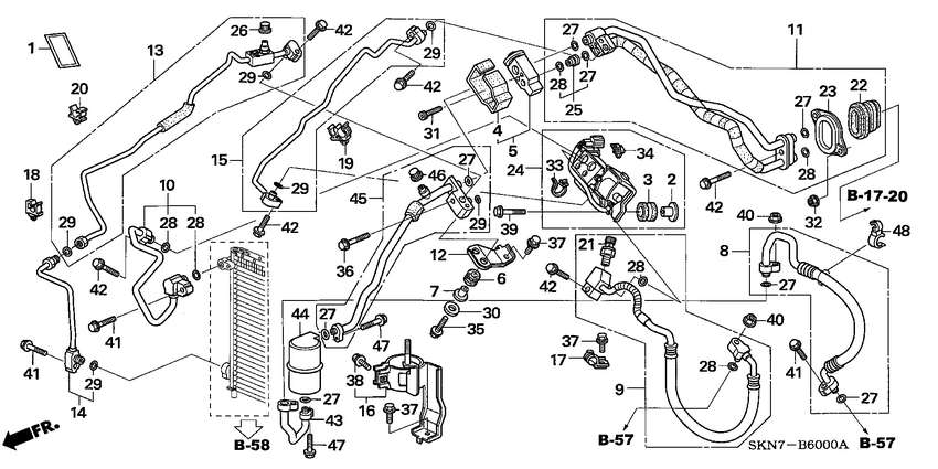Conducte aer conditionat Honda CRV II (vezi schita)