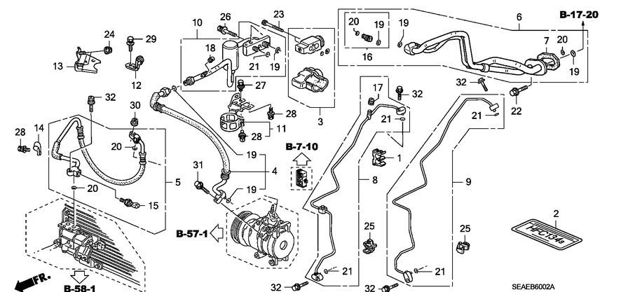 Conducte aer conditionat Honda Accord VIII  motor diesel(vezi schita)