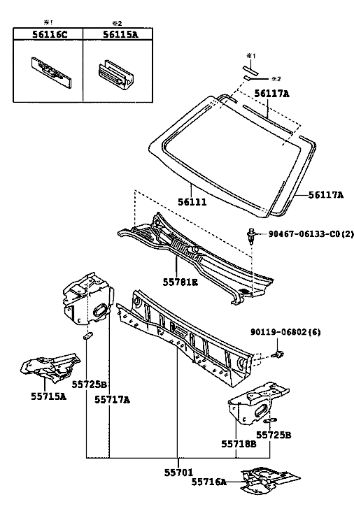 Grila sub parbriz Toyota Land Cruiser J12