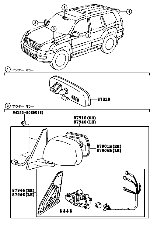 Oglinda exterioara Toyota Land Cruiser J12