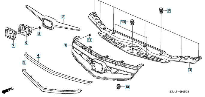 Ornament inferior grila radiator Honda Accord VIII (poz.5)