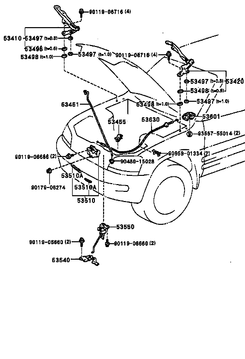 Cablu deschidere capota fata  Rav 4 I (poz.53630)