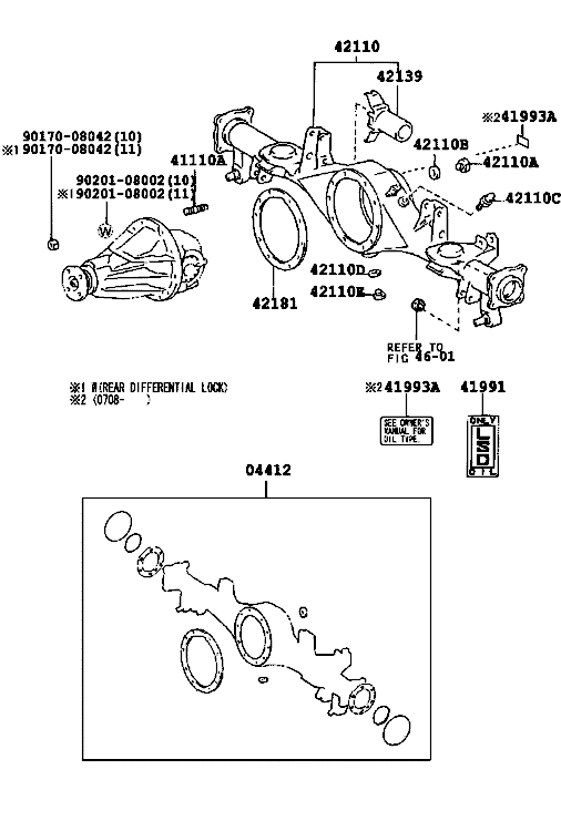 Kit garnituri diferential punte spate Land Cruiser J12
