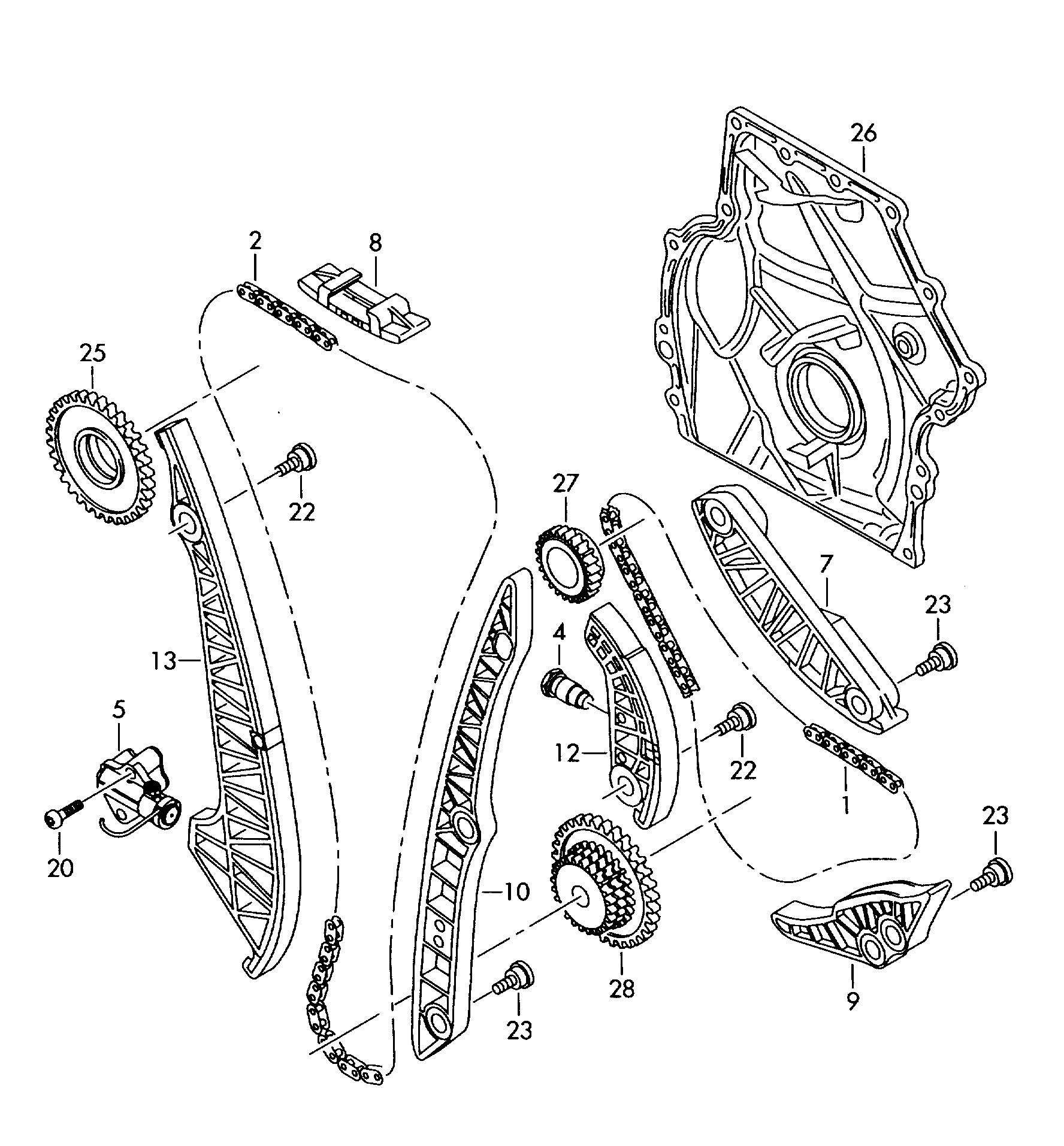 Kit lant distributie secundar 1.8 TSI (BZB)