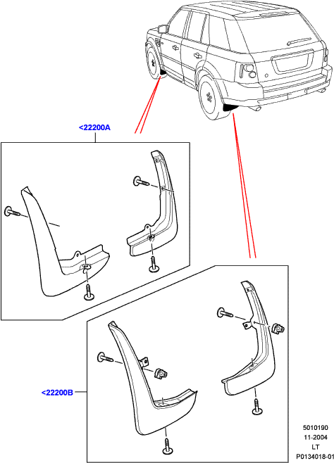 Bavete noroi fata/spate Range Rover Sport (poz.22200A)