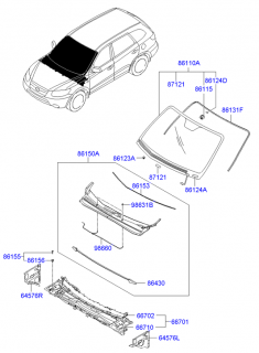 Grila sub parbriz Hyundai Santa Fe II