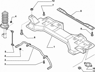 Traversa inferioara de ranforsare punte fata Fiat Punto II (poz.8)