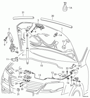 Cablu capota Vw Passat 3C2 (poz.13)