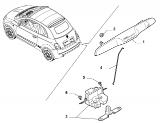 Incuietoare hayon Fiat 500 (poz.3)