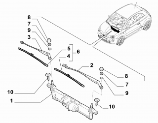 Mecanism stergatori parbriz Fiat 500