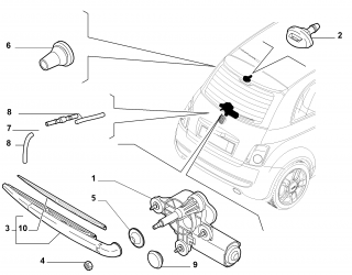 Brat stergator spate Fiat 500