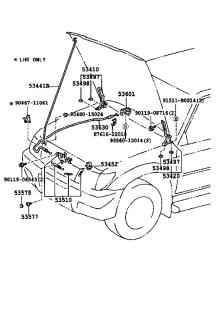 Cablu deschidere capota motor Toyota Land Cruiser J9 (poz.53630)